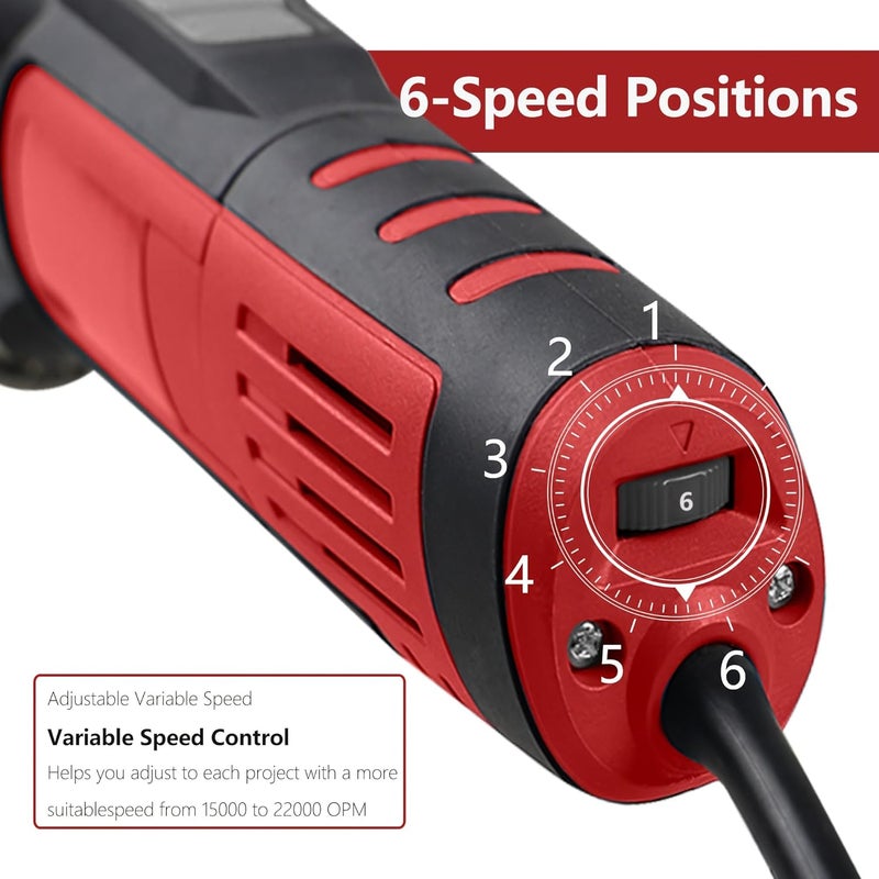 New One Oscillating Tool 4 Amp Oscillating Multi-Tool Kit with 4° Oscillation Angle,6 Variable Speed with 5-piece Electric Multitool Blades (Red Black) - Image 3